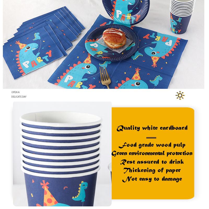 21PC Dinosaur Birthday Party Set Tableware Decorations Paper Plate& Cup Favours Child Kid Party Supplies