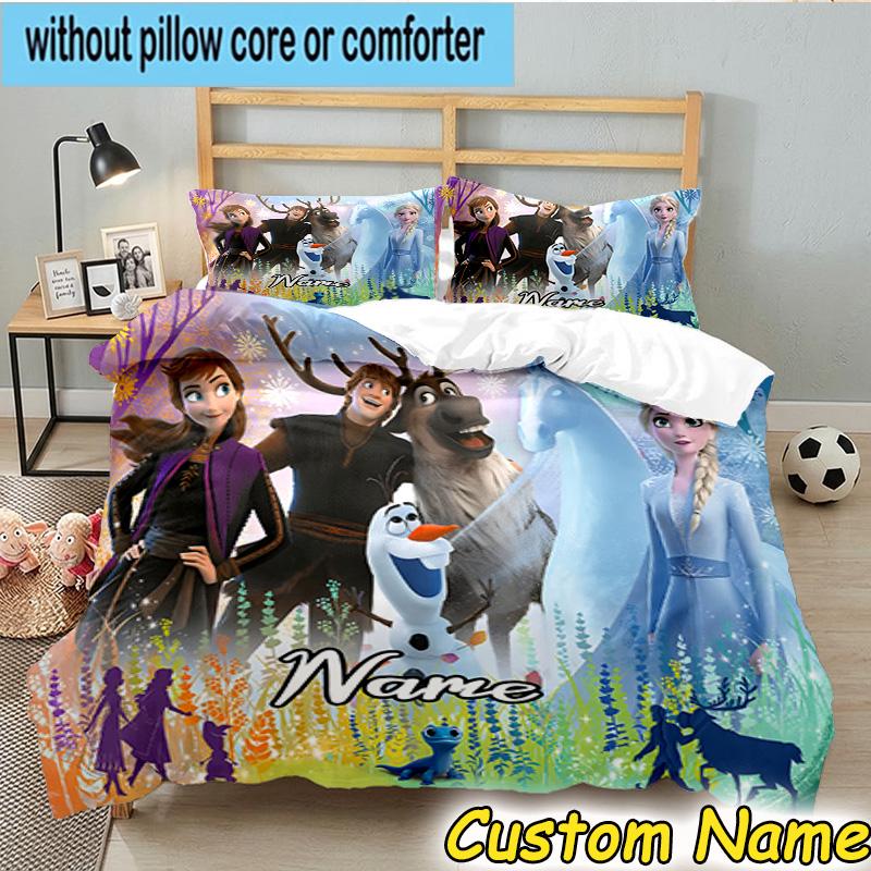 3PCS Custom Name The Snow Queen Bedding Set, Bedding Set Including 1pc Duvet Cover And 2pcs Pillowcases for Bedroom,Dormitory Gift