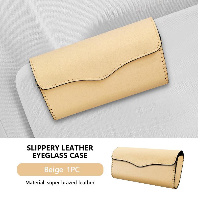 Visor Sun Glasses Seametal Car Case Sunglasses Organizer Holder Suede Leather Car Glasses Storage Bag