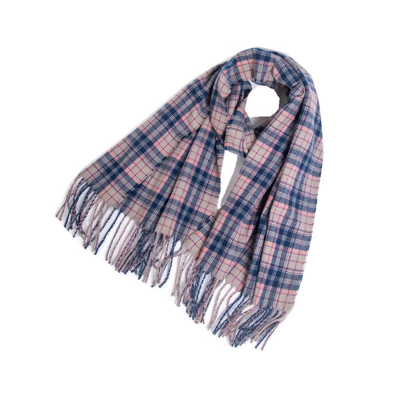Осенне-зимний шарф, женский клетчатый шарф с кисточками, шаль