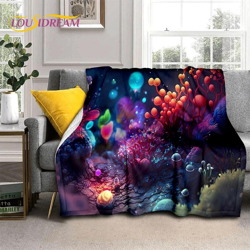 3D Подводный мир Морское дно Дельфин Мультфильм Мягкое фланелевое одеяло для кровати спальни дивана пикника, плед для отдыха на открытом воздухе