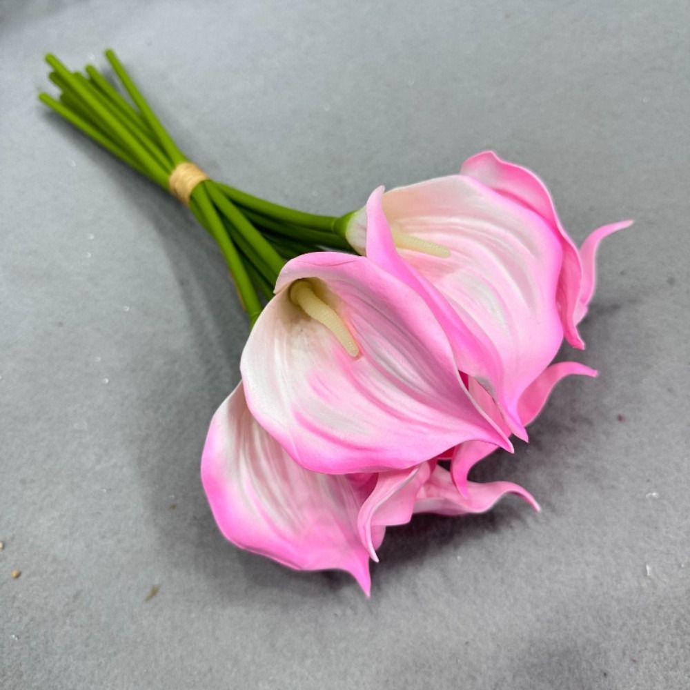 9Pcs Durable EVA Foam Calla Lily Bouquet White Color Lightweight Faux EVA Flowers Lifelike Artificial Calla Lily Bouquet Wedding