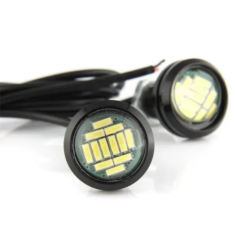 2Pcs/set LED Light Daytime Running Fog Lights 15W 12 Leds 23MM Reversing Parking Signal Lamp Waterproof 12V
