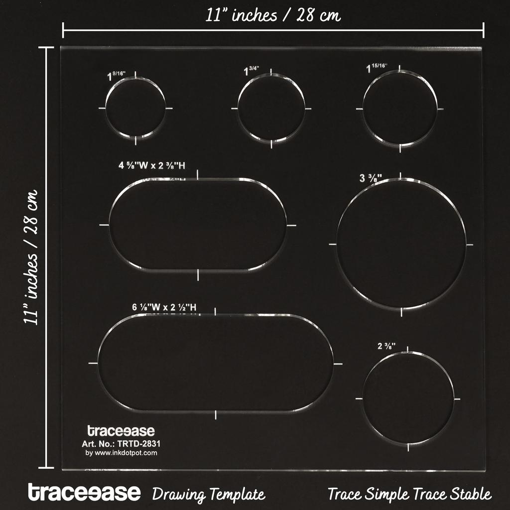 Traceease 1 Pcs Circle & Oval Shape Perfect Square Inlay Templates 11"x11" inches DIY Sewing Quilt  Applique Patchwork Templates for Quilting