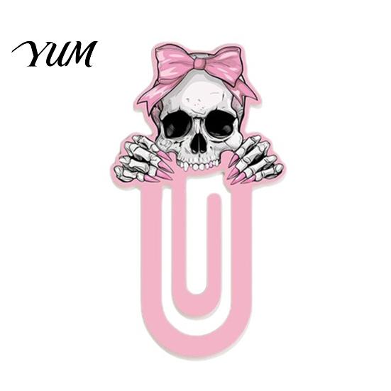 Decorative Reading Accessories Halloween Cute Acrylic Bookmark, Durable Cartoon Page Marker, Book Clips for Students Elastic Clip Design Stationery