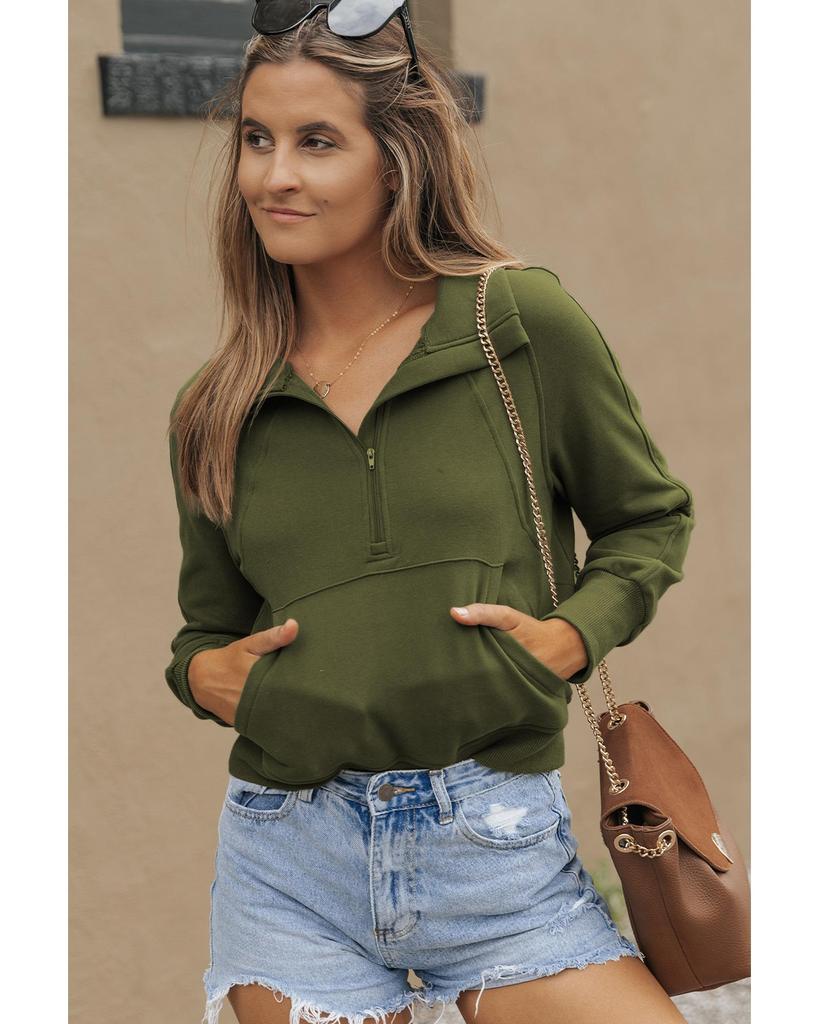 Azura Exchange Толстовка с ребристыми рукавами с прорезями для больших пальцев, воротником-стойкой и застежкой-молнией