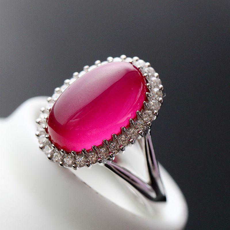925 Silver Ring Inlaid Red Corundum Handmade Sterling Silver Ring