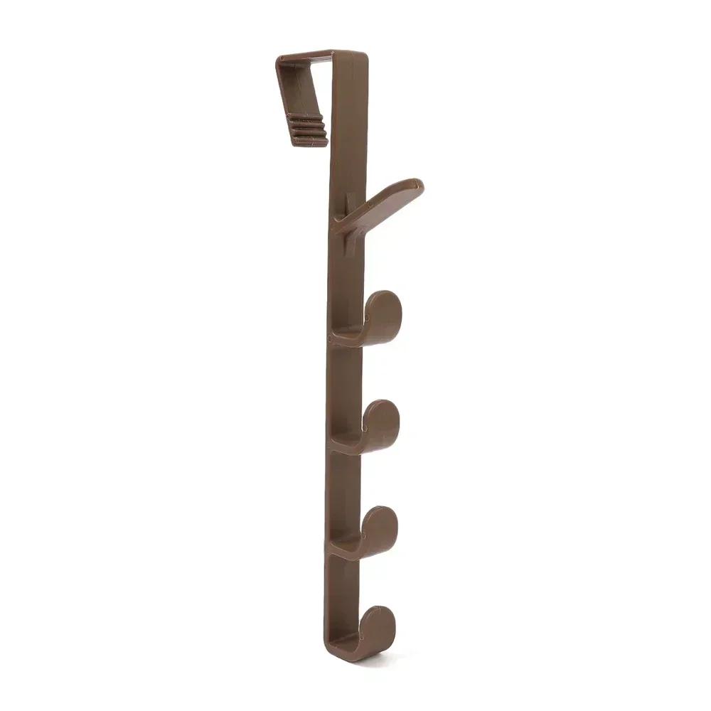 Fivesegment Door Hook Coat Bag Towels Cap Hair Bands Seamless Holder Home Bedroom Storage Organization Plastic Pure Color Rack