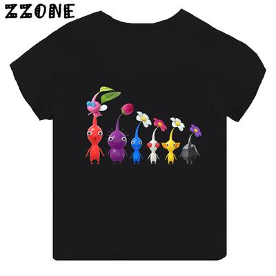 Горячая Распродажа Видеоигра Pikmin 4 Принт Мультфильм Детская Футболка Одежда для Девочек Мальчиков Черная Футболка с Коротким Рукавом Детские Топы,TH5868 Унисекс