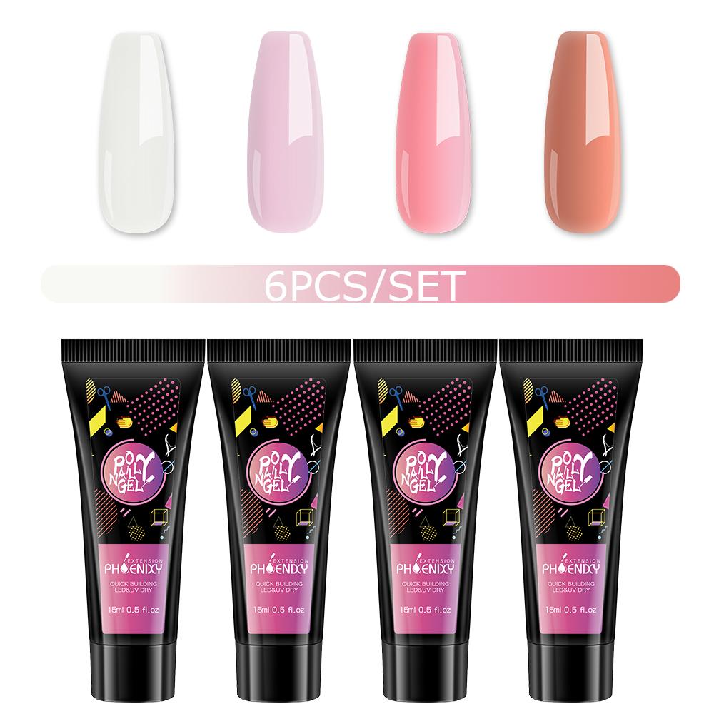 PHOENIXY 6/9 шт. полигель для наращивания ногтей, набор гелей для дизайна ногтей, акриловый гель для ногтей, стартовый набор для салона, сделай сам, дома