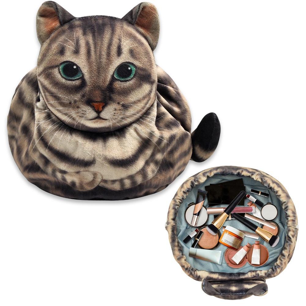 New Cat Shaped Drawstring Makeup Bag Drawstring Portable Cat Makeup Bag Waterproof Cosmetic Pouch Bag Travel Use