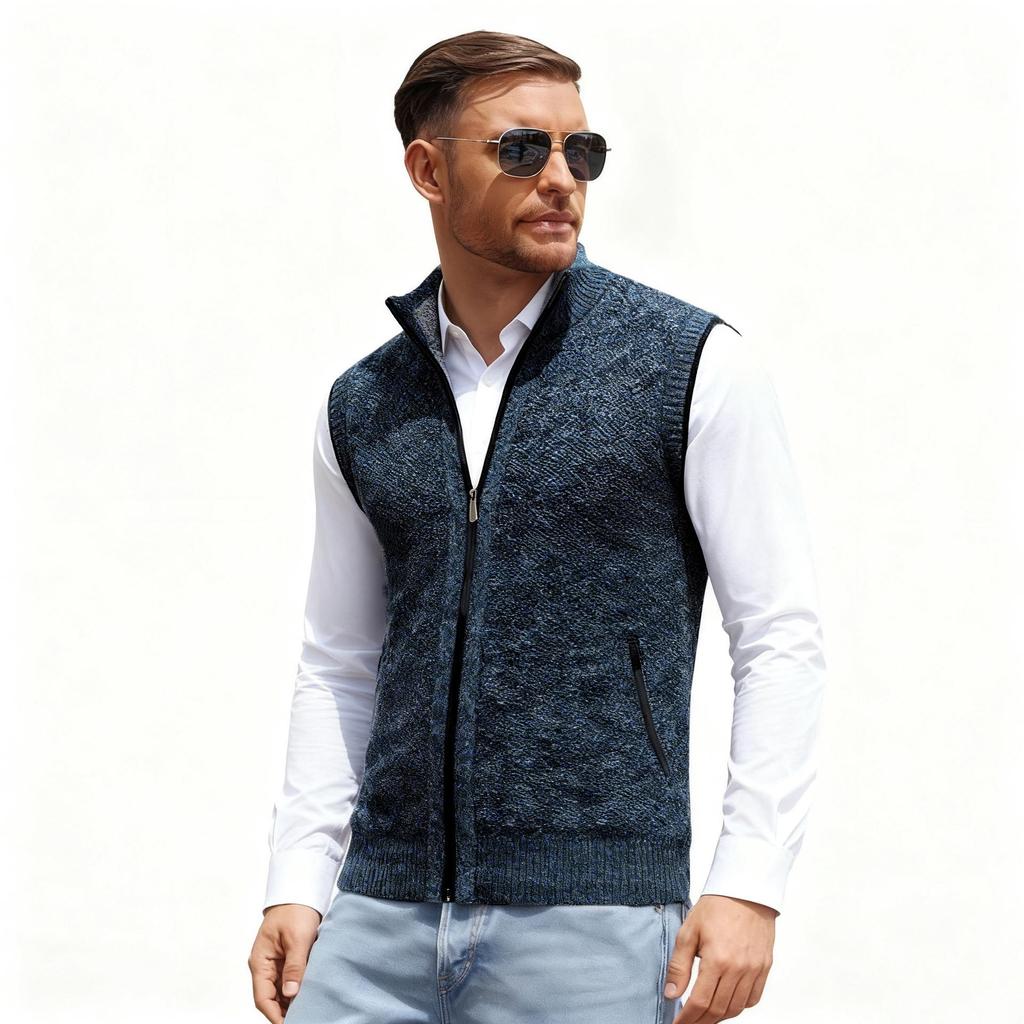 Мужской вязаный жилет с воротником-стойкой, Осень/Зима 2025