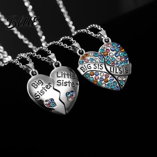 Sister Love Necklace 2Pcs/Set Big And Little Necklaces Rainbow Heart