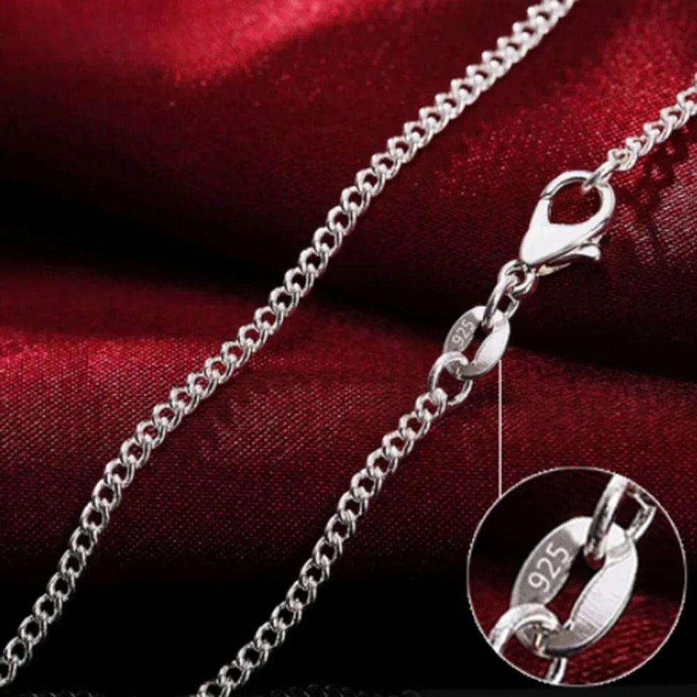 925 Sterling Silver Necklace 2MM String Chain New Side Chain Necklace Women Men