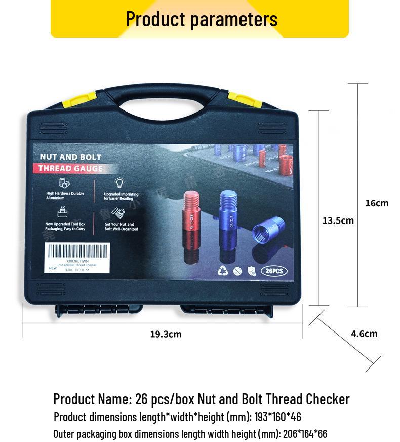 Набор метрических и дюймовых резьбомеров, 26 шт.: Идентификатор гаек и болтов