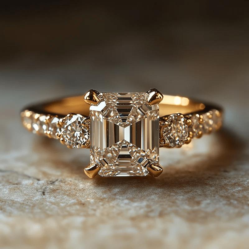 Luxury CopperColor White Square Cubic Zirconia Wedding Band Ring for Women Trendy Engagement Eternity Jewelry Female Accessory