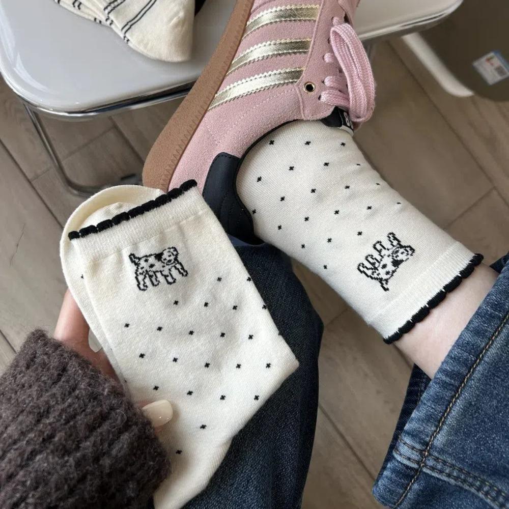 10 Pairs Cartoon Pattern Short Socks Breathable Middle Tube Socks Comfortable Ankle Socks  Summer