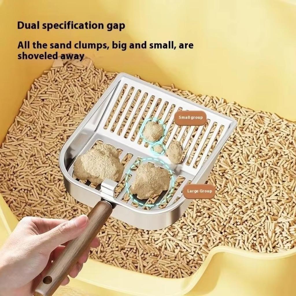 Наполнитель AFOLOREET, Металлическая совок для кошачьего туалета, Совок для экскрементов с деревянной ручкой