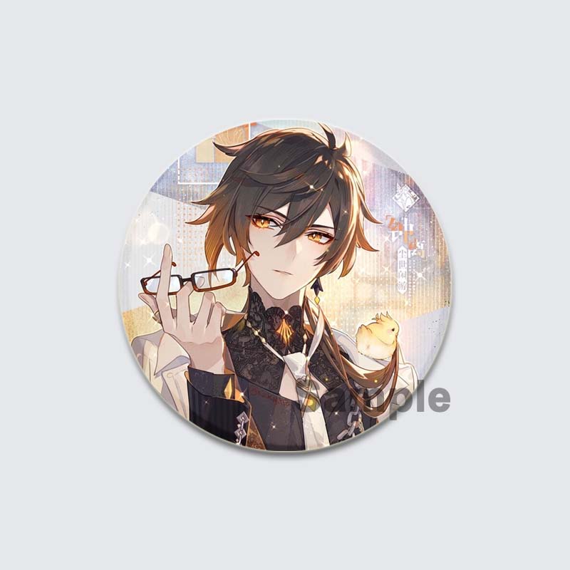 Значок Genshin Impact Game Anime Girl Hu Tao/Venti/Jean, 58 мм, круглая брошь для рюкзака, одежды, аксессуаров, ювелирных изделий, подарков