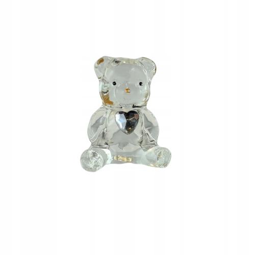 Glass Teddy Bear with Heart 3×4×2cm