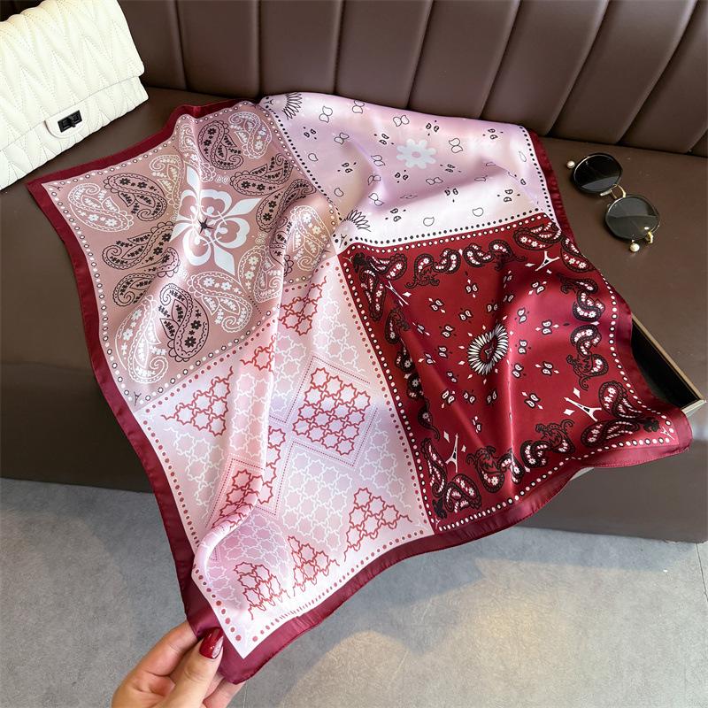 Luxury Cashew Print Female Neck Scarf Soft Satin Women Square Hair Scarves Foulard Head Band Shawls Wraps Neckerchief Bandana