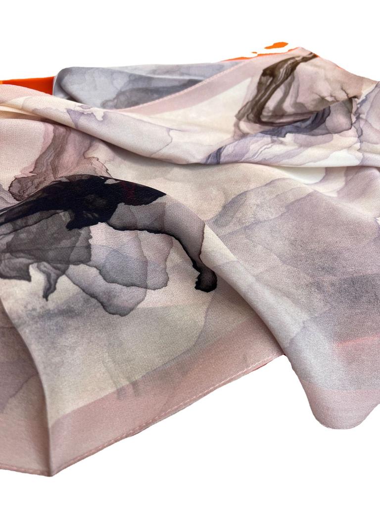 Темперамент Абстрактная Живопись Двухслойный Крепдешиновый Шарф Женский Весенне-Летний Универсальный Шарф из Тутового Шелка Длинный Стример