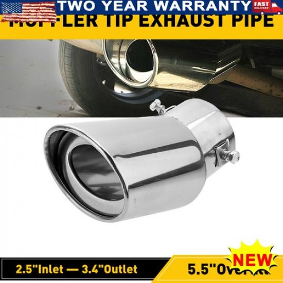 Car Pipe Rear Exhaust Tip Throat Tail Stainless Muffler Round Steel Accessories