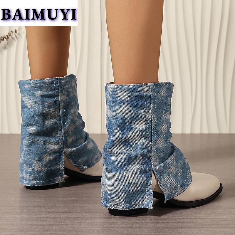 Ковбойские женские сексуальные туфли с острым носком на среднем каблуке, ботильоны, тренд 2025 года, дизайнерские зимние новые массивные ботинки челси, туфли-лодочки Mujer Botas