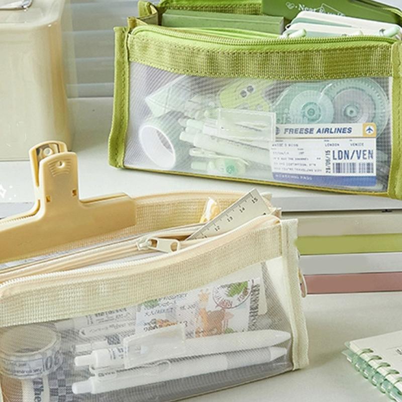 Пенал большой вместимости, сетчатый пенал, пенал в японском стиле, школьные и офисные принадлежности