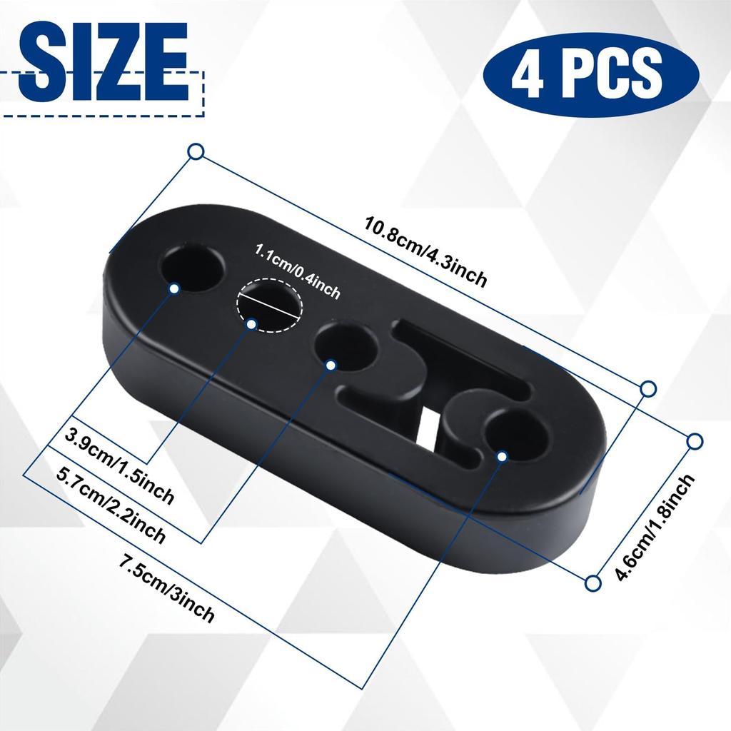 LEONTOOL Muffler Hanger, 4 Holes, Reinforced Rubber Bushing, Set of 4, Muffler Hanging Rubber,