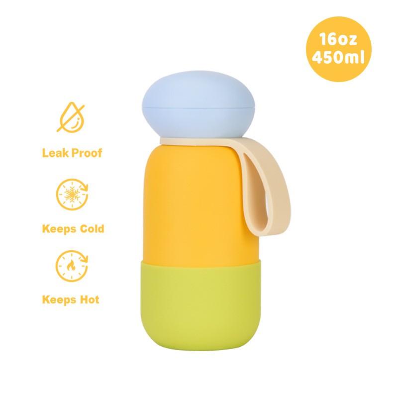 450ml Stainless Steel Vacuum Insulated Travel Water Bottle With Handle Loop Outdoor Sports Office Camping