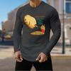 Personalized Image Stitching Print Men's Tshirts Long Sleeve Tees Round Neck Casual Pullover Men's Clothing Plus Size