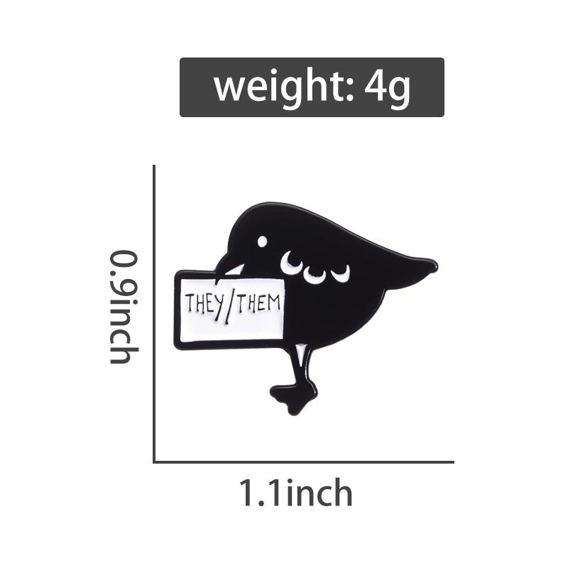 They/Them Pronomen Enamel Pins Custom Cartoon Crow Badge LGBT Pride Brooches Lapel Badges Animal Jewelry Gift for Friends