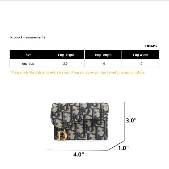 Dior Saddle Monogram Embroidered Flap Saddle Bag Card Holder Cotton Card Case Small Women accessories Denim-Blue S5611CTZQ_M928