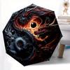 1pc The Epic Battle of Red and Black Dragons Pattern Automatic 3-Fold Umbrella, 8 Iron Frames, High-Value Folding Umbrella, Suitable for Office,