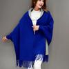 Осенне-зимний модный женский вязаный шаль с кисточками, свитер, женский однотонный пончо с рукавами «летучая мышь» и кисточками, кардиган с запахом