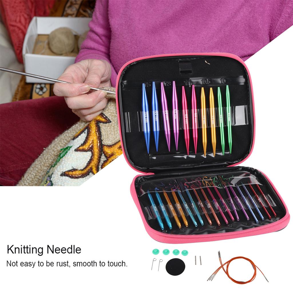 Interchangeable Needles Set Colorful Aluminum Circular Knitting Needles Ring Set for DIY Craft
