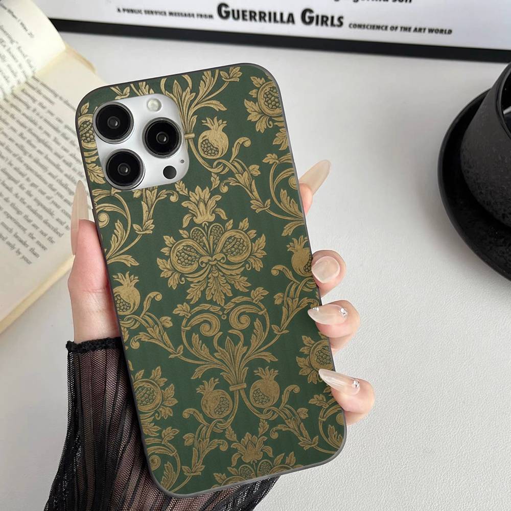 American Luxurious Vintage Patterns Soft Corrugated Transparent Phone Case For IPhone 17 15 16 11 12 13 14 Pro Max Plus Pro