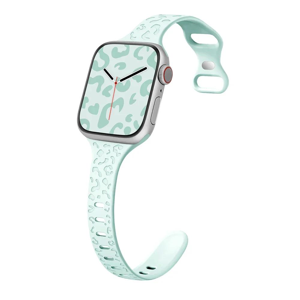 Тонкий ремешок для Apple Watch Band 40 мм, 41 мм, 42 мм, 38 мм, 49, 44 мм, 45 мм, силиконовый браслет с гравировкой Correa Series 8, 7, 6, 9, 5, 4, 3 SE Ultra