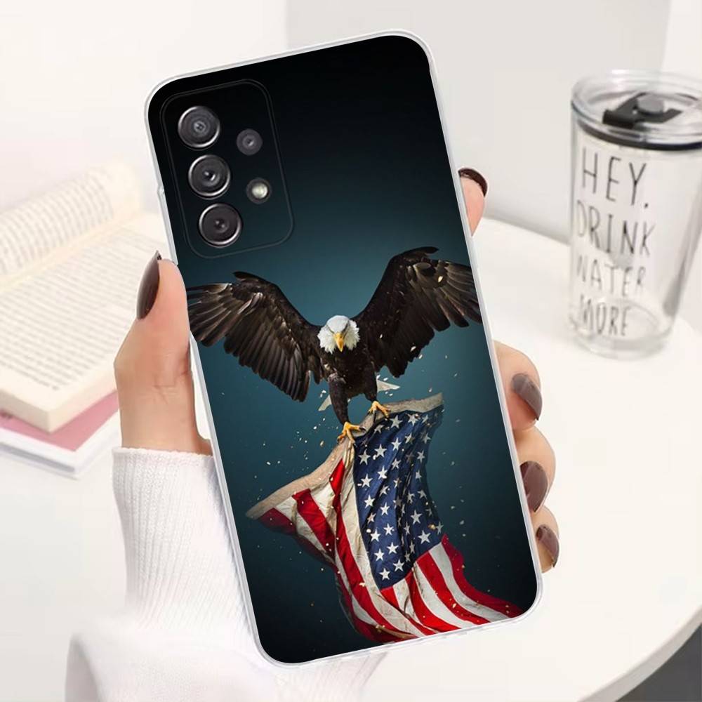 Americans Flag Great Phone Case For Samsung Ultra,FE,A30,71,51,S9,10,20,Lite, S22,23,21,PIus,Transparent, Silicone