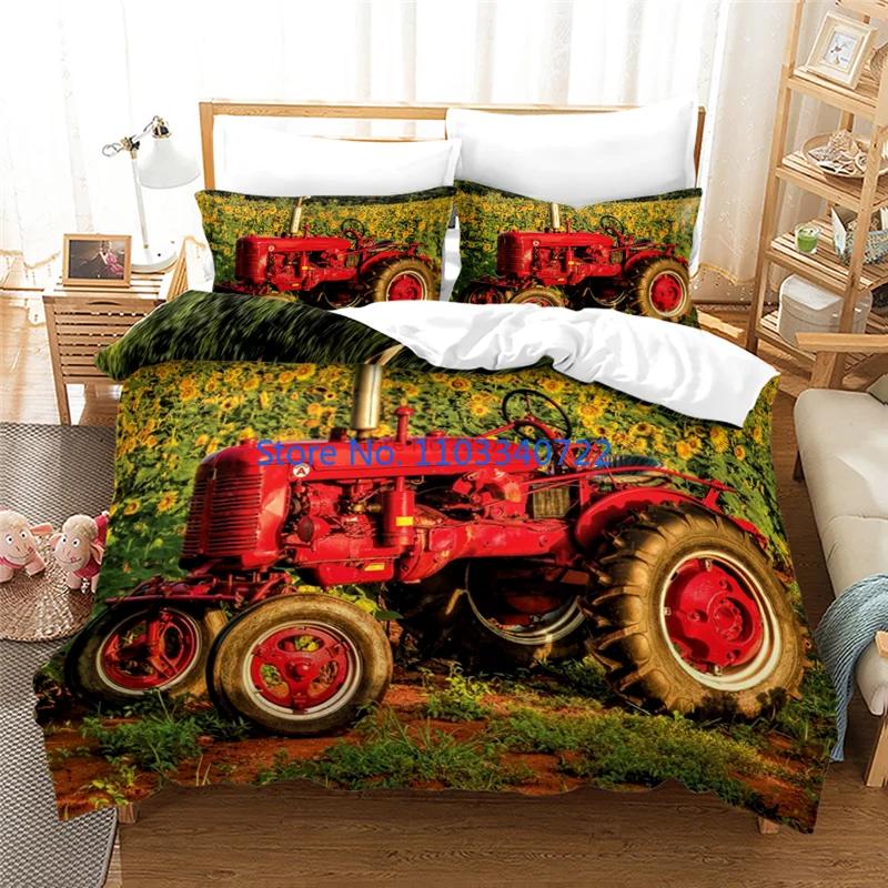 Farm Tractor 3d Bedding Set Duvet Cover Set 3D Print Comforter Cover Bedclothes for Boy Girl Bedding Sets Bedroom Decor