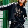 Adidas Originals Trefoil Logo Укороченная женская толстовка с леопардовым принтом, черная GT5223