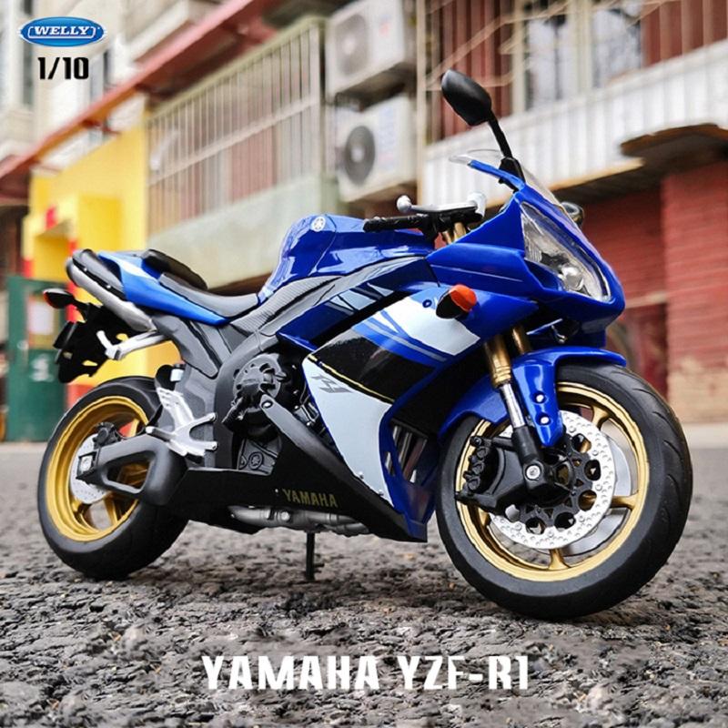 Welly 1/10 YAMAHA YZF-R1 Сплав Гоночный Мотоцикл Модель Симуляция Литой Металлический Мотоцикл Модель Коллекция Детская Игрушка Подарки