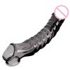 Transparent Penis Extend Sleeve with Vibrator Reusable Condoms Dildo Dick Enhancer Delay Ejaculation Cock Rings Sex Toys for Men