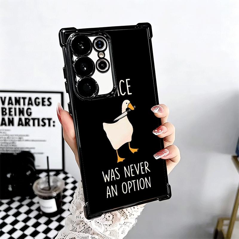 Funny Cartoon Goose Game Plating Phone Case For Samsung Galaxy S24 S25 FE S26 Edge S23 Ultra S22 S21 Plus S20 Anti-Fall Airabag