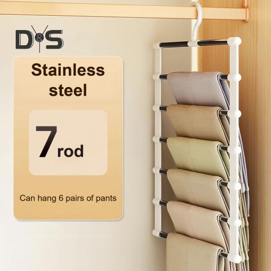Pants Trouser Hanger Storage Rack Strong Load-bearing Easy To Install Multifunction Closet Organizer Trouser Hanger Rack