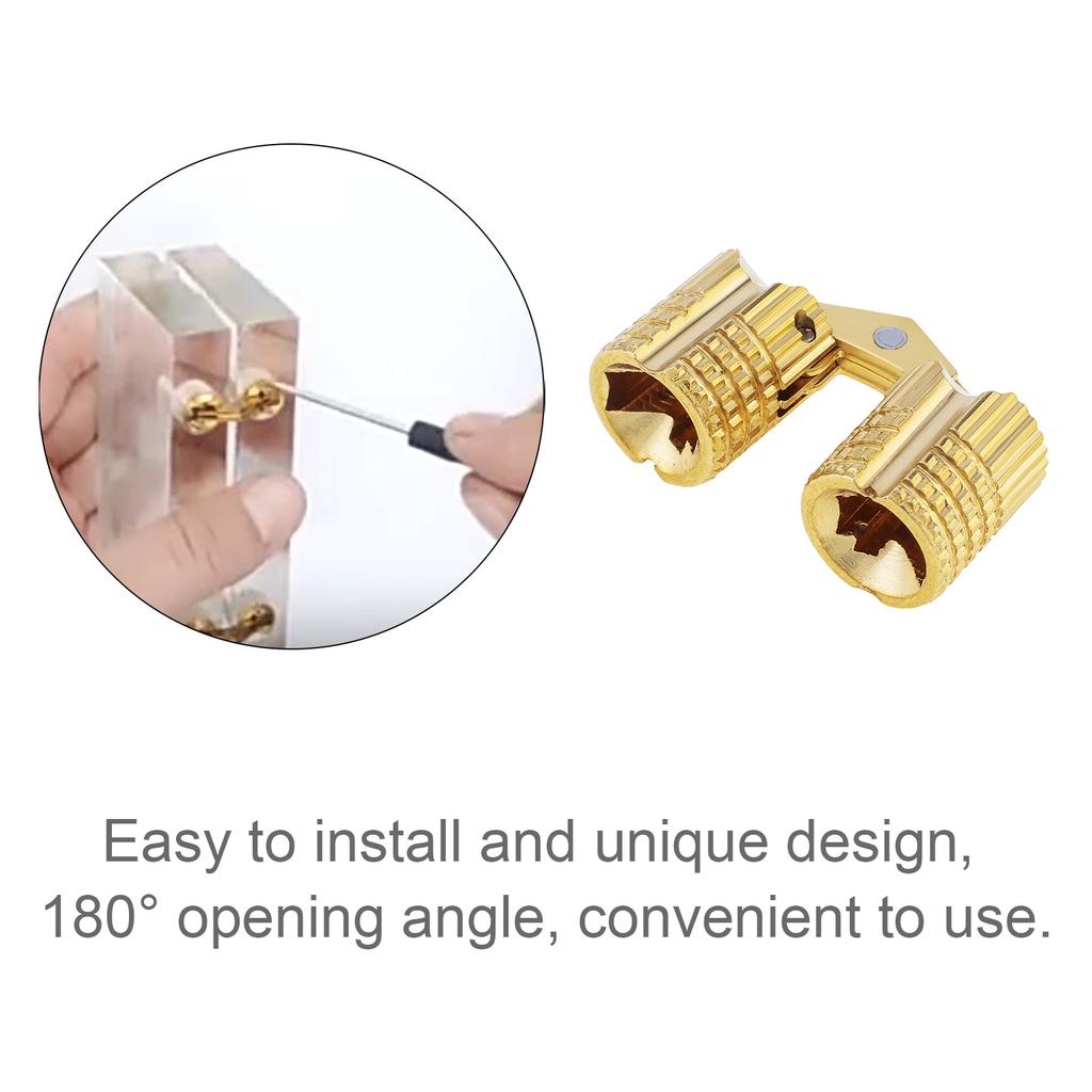 8 Pcs 8mm Invisible Brass Barrel Furniture Hinges, Fit for DIY Jewelry Box Hand Craft with 16 Pcs Screws,8 Mm High-speed Steel Drill