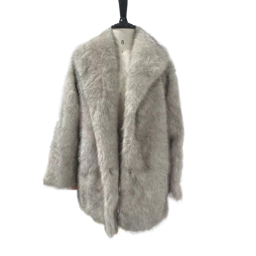 Женские роскошные пальто из искусственного меха с лацканами, модные, уличные, с длинными рукавами, оверсайз, кардиган, куртка, толстая, зимняя, теплая, женская верхняя одежда