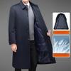 Мужское шерстяное пальто длиной до колена с двухсторонним шерстяным кроличьим мехом, съемная подкладка, одежда для пап среднего и пожилого возраста
