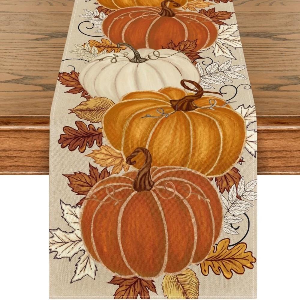 Rectangular Pumpkin Table Runner Autumn Harvest Theme Farmhouse Table Runner Autumn Wedding